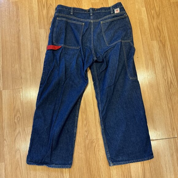 Vintage GWG Red Strap Reinforced Work Jeans Biker 40x30 Canada Union Denim - Picture 3 of 7